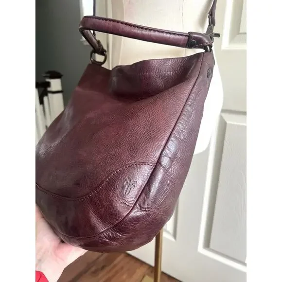 FRYE Melissa Slouchy Burgundy Antique Leather Large Hobo Crossbody Purse Bag - Picture 4 of 14